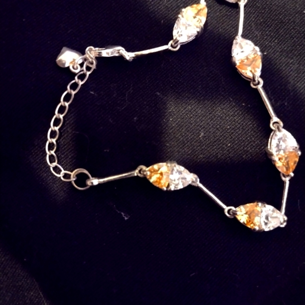 Authentic vintage silver gold quartz diamond bracelet